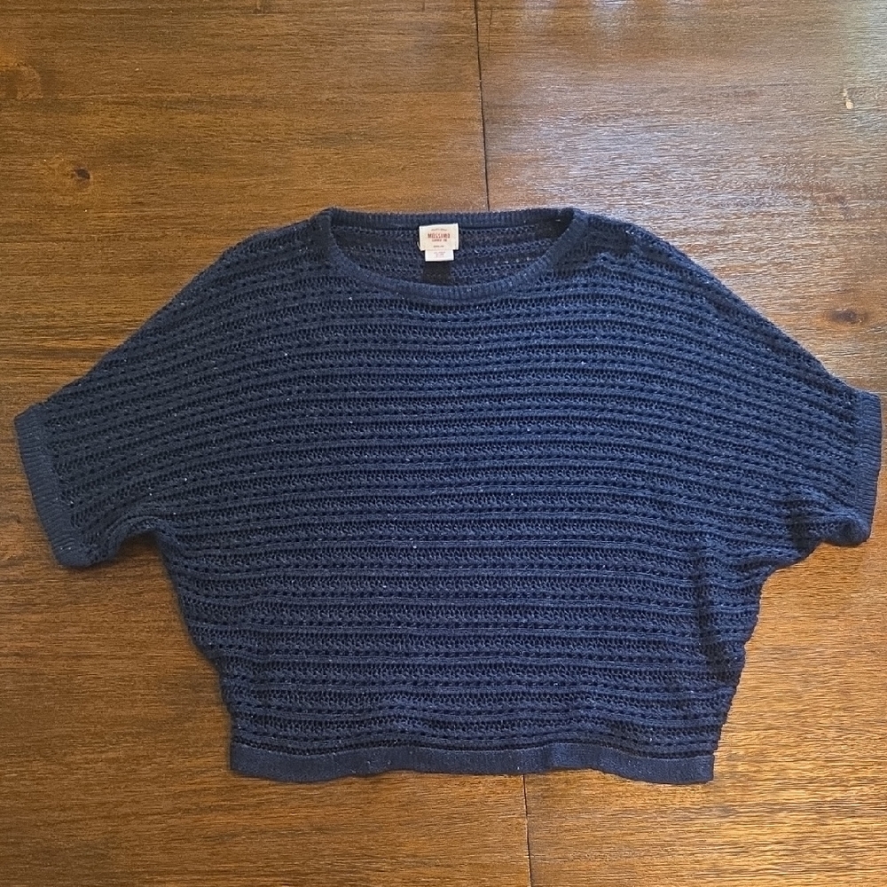 Mossimo Navy Blue Women's Short Sleeve Cropped Sweater Size XS